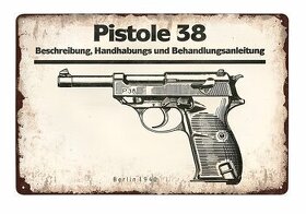 plechová cedule - Walther P38 - 1