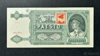 Bankovky 500 Korún Jánošík kolok aunc Neperforovaná