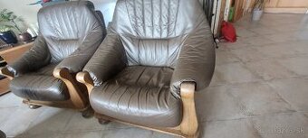 Kožené kreslo, gauč korpus, starožitné kreslo - 1