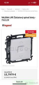 Vypinač žalúziový Legrand Valena Life biela 752129