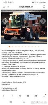 Predáme obilný kombajn zn.Fiatagri, Laverda 624