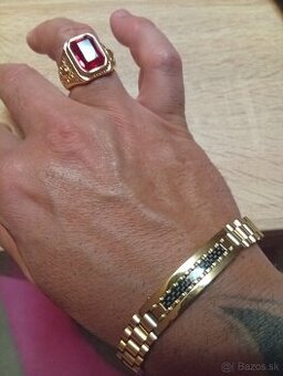 Štýlový pánsky mohutný pozlátený set