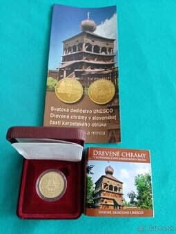 Zlatá minca 100.eur Drevené Chrámy