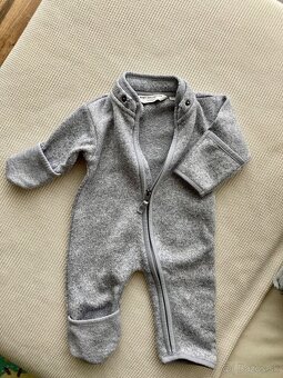 Overal flaušový pre bábätko 56 + vetrovka a čiapka