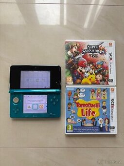 Nintendo 3DS Aqua Blue + 2 Hry