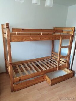 Poschodová posteľ drevená pre matrace 200x90cm - REZERVOVANÉ