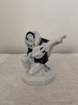 Porcelánová soška pierrot klaun značený