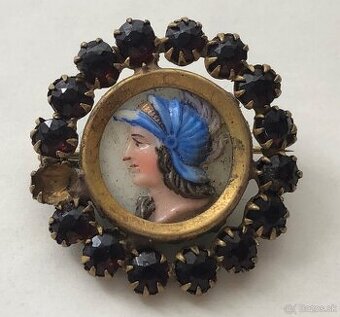 Starozitna rucne malovana brosna s perletou