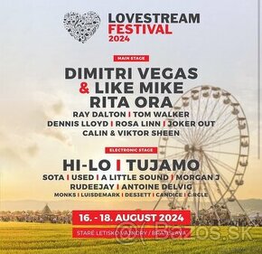 Lovestream - Predám dva 3-dňové lístky