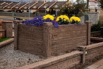 Betonovy zahon drevo podval vo farbe Cansas 11B vyska 80cm