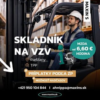 VZV vodič/skladník | 6,60 €/h | Nástup ASAP (p565)