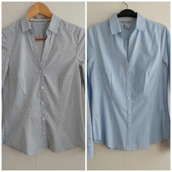 SET 2x dámska košeľa s dlhým rukávom (modrá, biela)