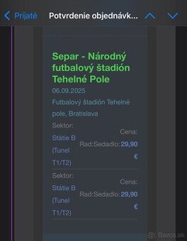 Separ Tehelne pole 2 listky