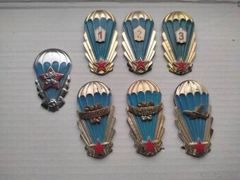 7 ks výsadkárske odznaky CSLA MISTR INSTRUKTOR 1, 2, 3