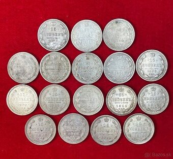 Strieborné mince Ruského cárstva - 15 kopejky