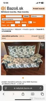 starožitná pohovka