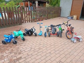 Odrážadlo, bicykel, slapacia motokara, elektrická motorka