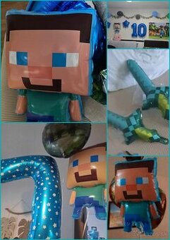 Nové veľké fóliové balóny Minecraft- Steve 65cm aj s mečom..
