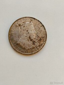 Striebornú pamätnú mincu v hodnote 50 korún z obdobia prvej