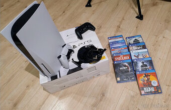 PLAYSTATION 5 s mechanikou + 2 ovládače + 10 hier