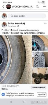 Predávam zimné pneumatiky