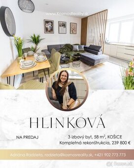 ZNÍŽENÁ CENA- Na PREDAJ nový 3i byt, Hlinková v tichej časti