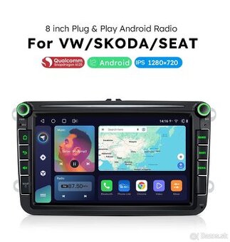 Autorádio 8" Android pre Volkswagen Škoda Seat nové
