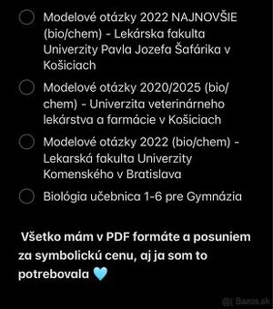 Modelové otázky/testnovnice - LF UK BA, LF UPJŠ KE, UVLF KE
