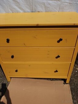 HEMNES IKEA Komoda s 3 zásuvkami, žltá, 108x96 cm