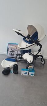 Predám Mima kočík biely, adaptéry, zimná sada