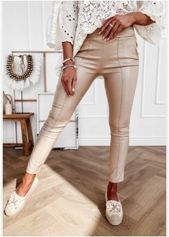 Béžové kožené nohavice BY ME