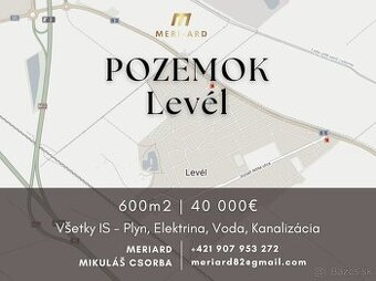 Znížená cena-stavebný pozemok v obci Levél 600m2, všetky IS