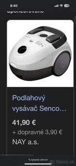 Vysavac Sencor - 1 krát použitý. Cena 30Eur