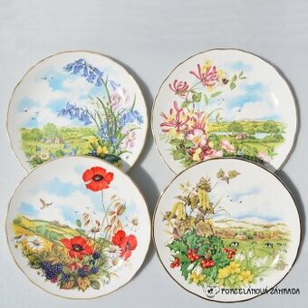 Kompletná sada 4 porcelánové taniere - 4 ročné obdobia