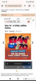 Vstupenky na Elan