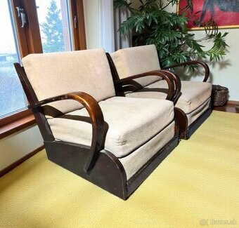 2 retro rozkladacie kreslá Halabala