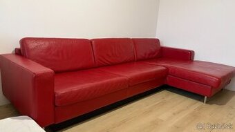 Bordová kožená sedačka – Talianska koža, rozkladacia