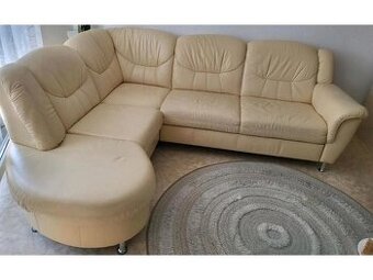Luxusní rohová rozkládací kožená sedačka,3175