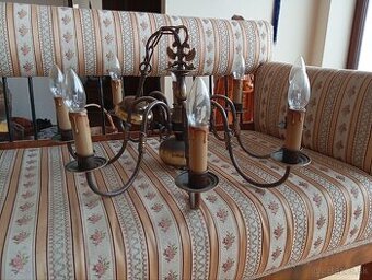 Pár elegantných 8 - ramennych bronzových lustrov •62 cm