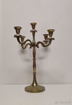 Mosadzný svietnik 4 ramenný na 5 sviečok