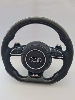 AUDI carbon/perforovaný volant s MULTIFUNKCIOU a F1 pádlami