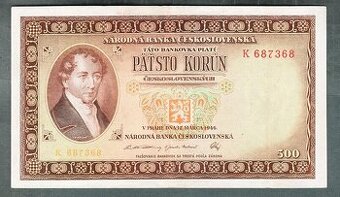 Staré bankovky 500 kčs 1946 velmi pěkný stav