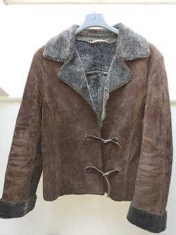 kožena bunda s kožušinou do pasa, vel M
