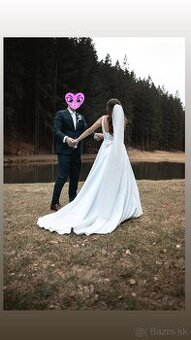 Elegantné svadobné šaty ✨ prispôsobiteľná veľkosť – ako nové