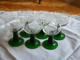 Poháre na víno Nemecké, brúsené sklo súprava 6ks, Košice - 1
