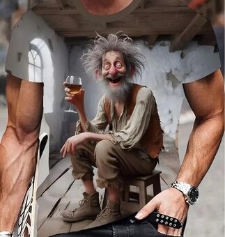 PÁNSKE TRIČKO XXL S 3D POTLAČOU FUNNY DAY