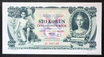100 Kč 1931 séria Jc neperforovaná, UNC