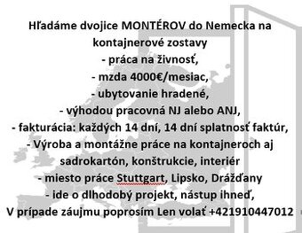 Montér Nemecko kontajnerové zostavy