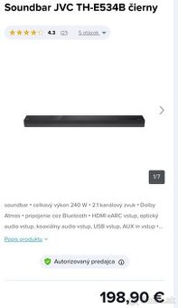 Soundbar JVC TH-E534B čierny