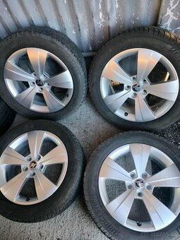 ❄️4ks alu disky orig. Škoda 5x112 r17 pneu 215/55 r17